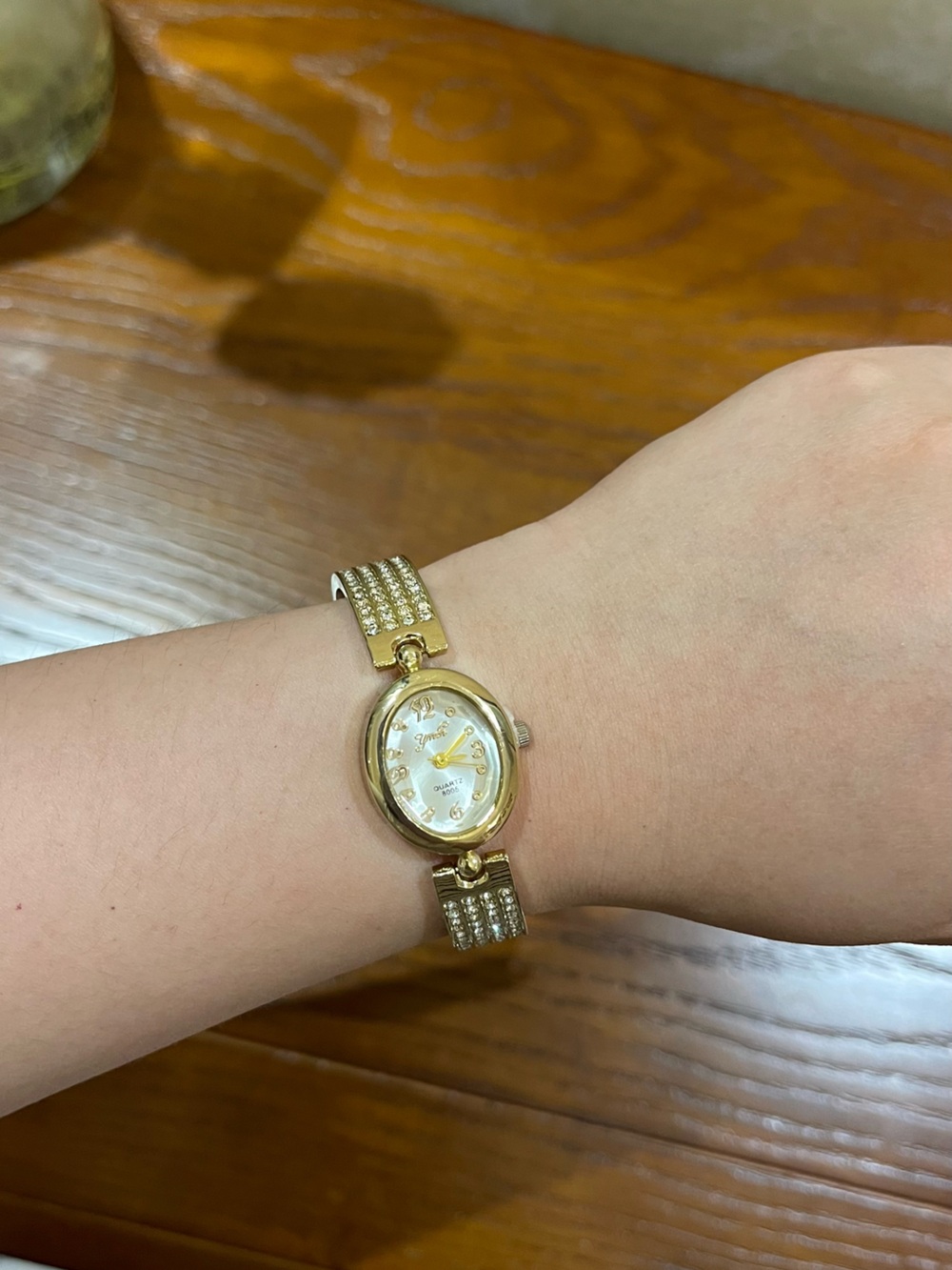 Gold Crystal Accent Women's Bracelet Watch - battery included - battery included